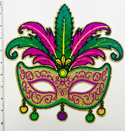 Mardi Gras mask 10” Chenille & glitter