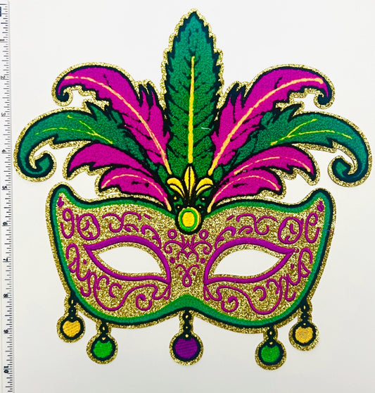 Mardi Gras mask 10” Chenille & glitter