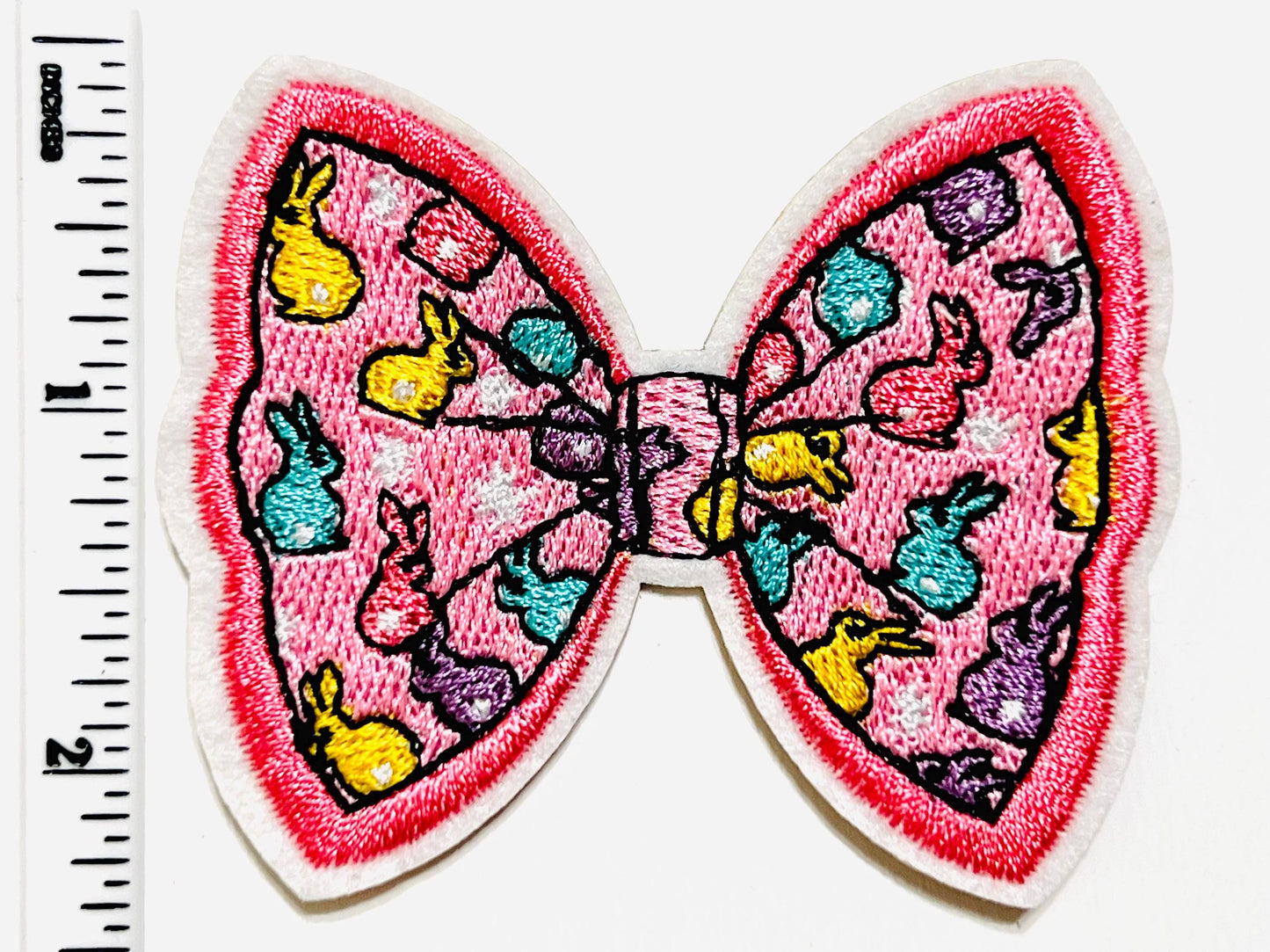 Easter Bunny Bow patches - Embroidered DIY Iron on patch