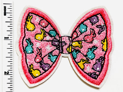 Easter Bunny Bow patches - Embroidered DIY Iron on patch