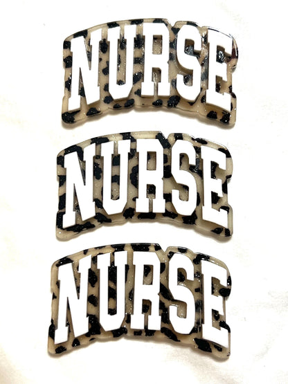 NURSE Leopard print- flatback acrylics set of 3