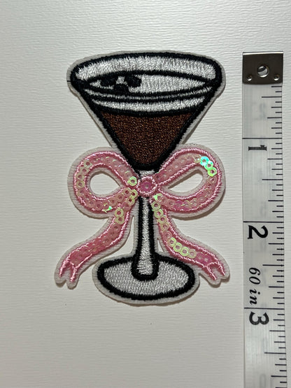 Martini Embroidered & Sequins iron on patch