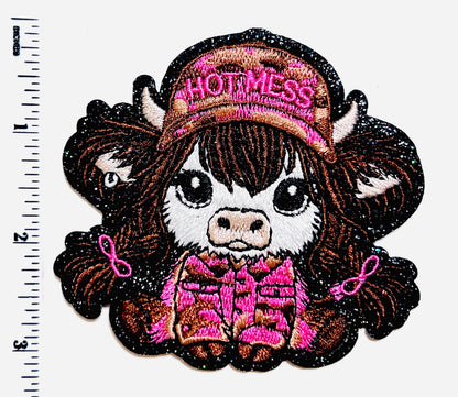 Hot Mess highland cow patch - Embroidered Iron on patch