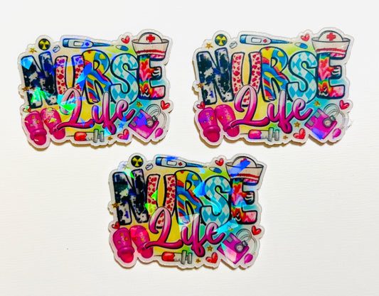 Nurse life holographic acrylics - flatback acrylics set of 3
