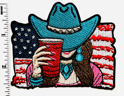 Country girl American flag patches - Embroidered DIY Iron on patches