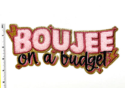 Boujee on a budget - Chenille with gold glitter Iron on patch