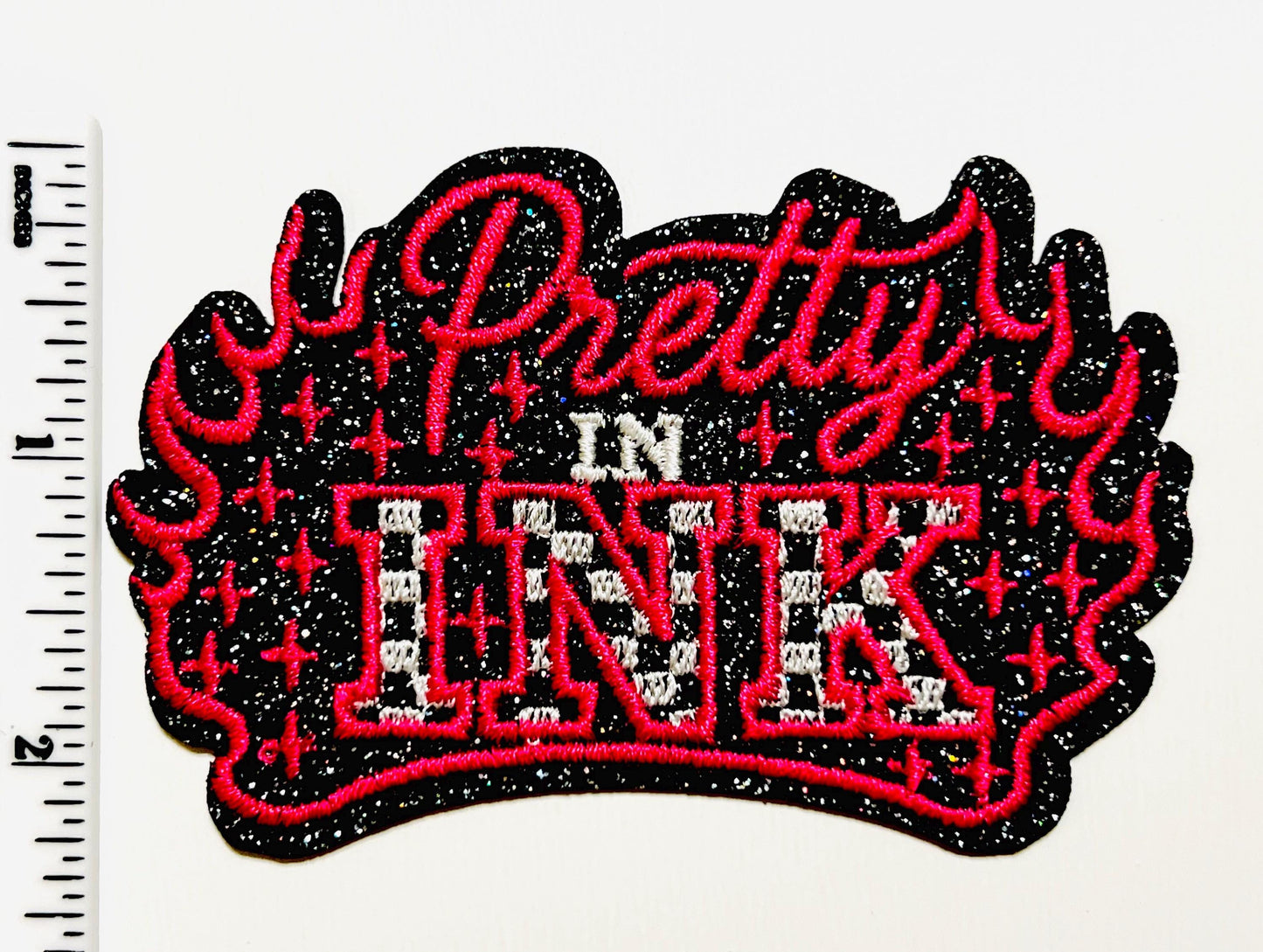 Pretty in Ink 3.5” patch - Embroidered Iron on patches