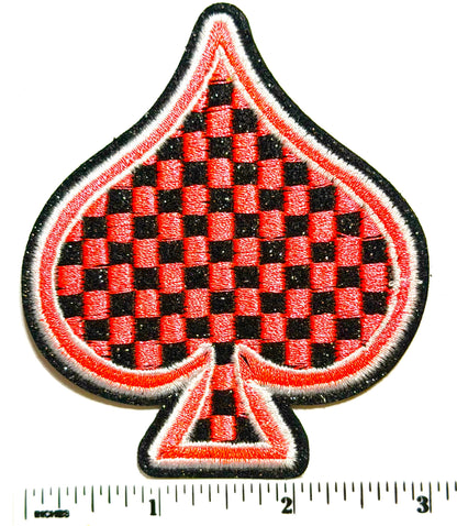 Neon Checkered Spades patches 3.25” - Embroidered Iron on patches