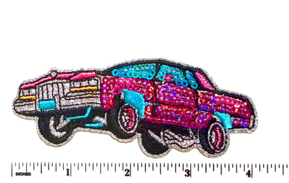 Lowrider Cars Sequins Iron On Patch - Sequins Iron On Patch
