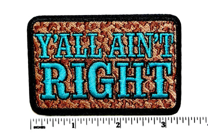 Y’all Ain’t Right – Turquoise or Pink Leopard print iron on patch 3.25