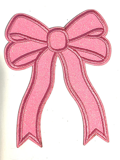 Bow with ribbon - Glitter Iron on patches