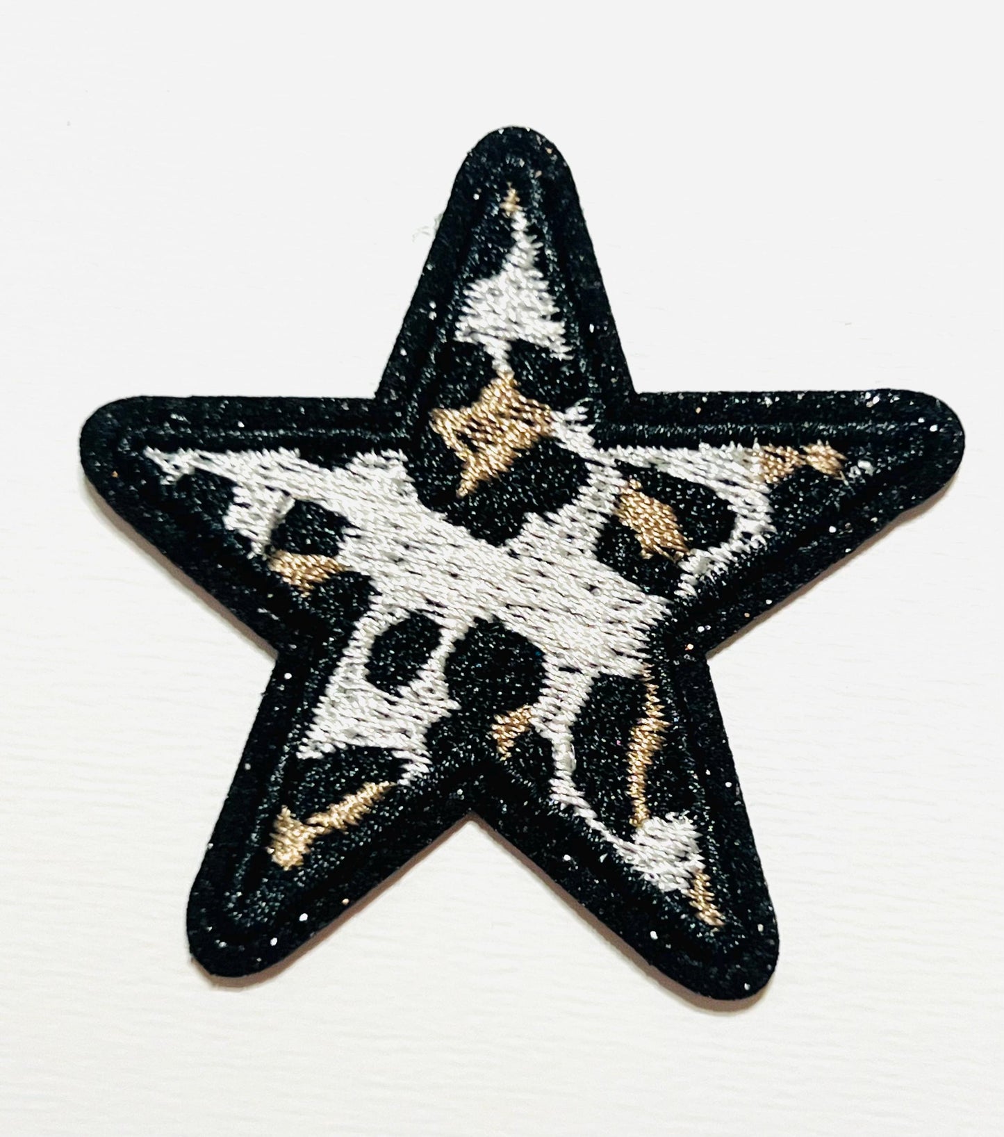 Leopard Stars glitter outline 2”  - Iron on patch