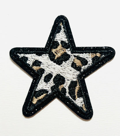 Leopard Stars glitter outline 2”  - Iron on patch
