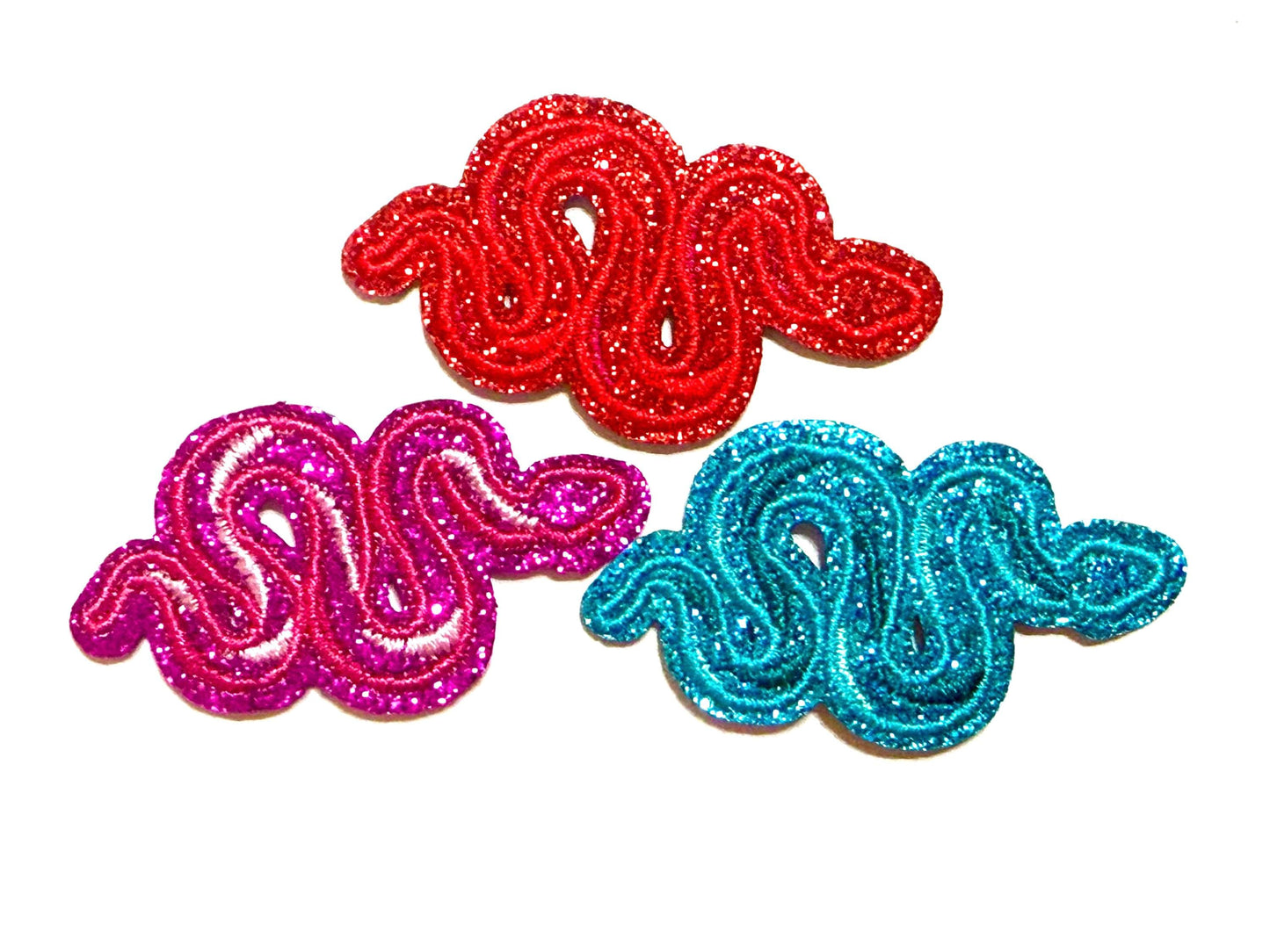 Glitter Snakes 2” - Embroidered DIY Iron on patch with glitter