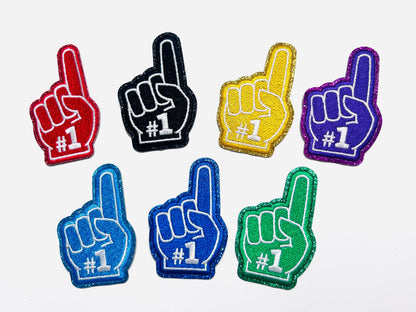 Finger #1 - Embroidered Iron on patch with glitter