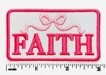 Faith Bow - Embroidered Iron on patch