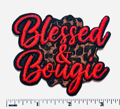 Blessed and Bougie patches multiple colors to choose from - Embroidered Iron on patches 3”