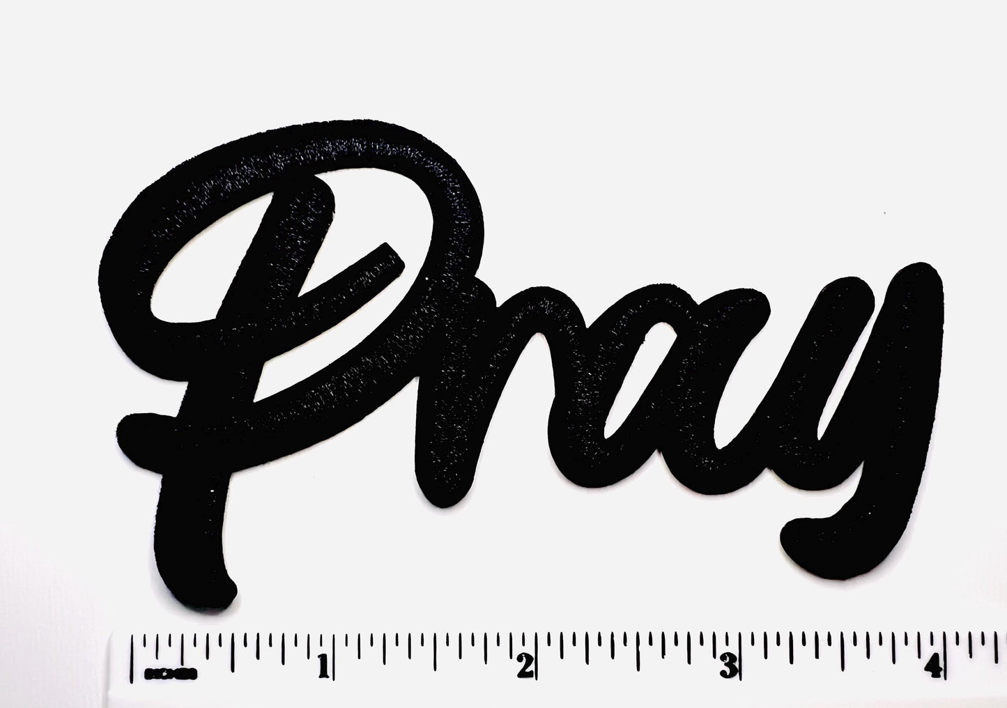 Pray raised letters in black, white or pink patch - Embroidered Iron on patch