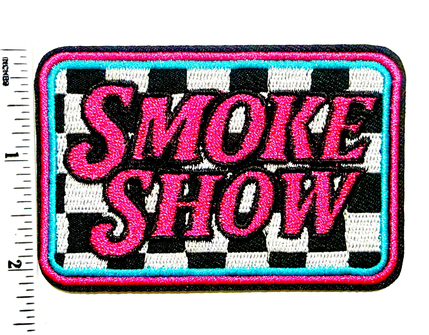 Smoke Show checkered patch - Embroidered DIY iron on patch