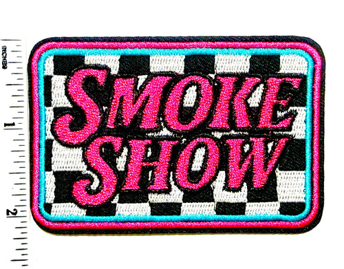 Smoke Show checkered patch - Embroidered DIY iron on patch