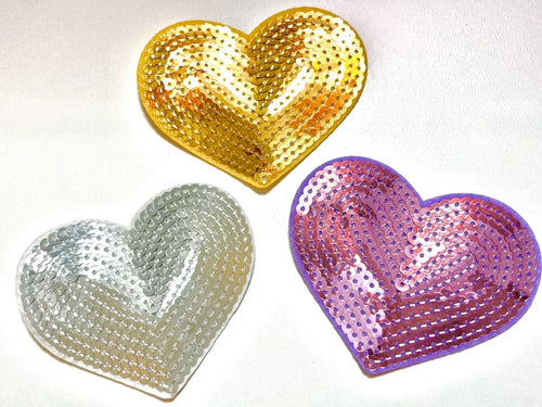 Sequin Heart - Iron on Patch 3”