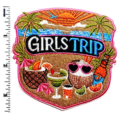 Girls Trip, Tropical Drinks - Embroidered Iron on patch 3.5”