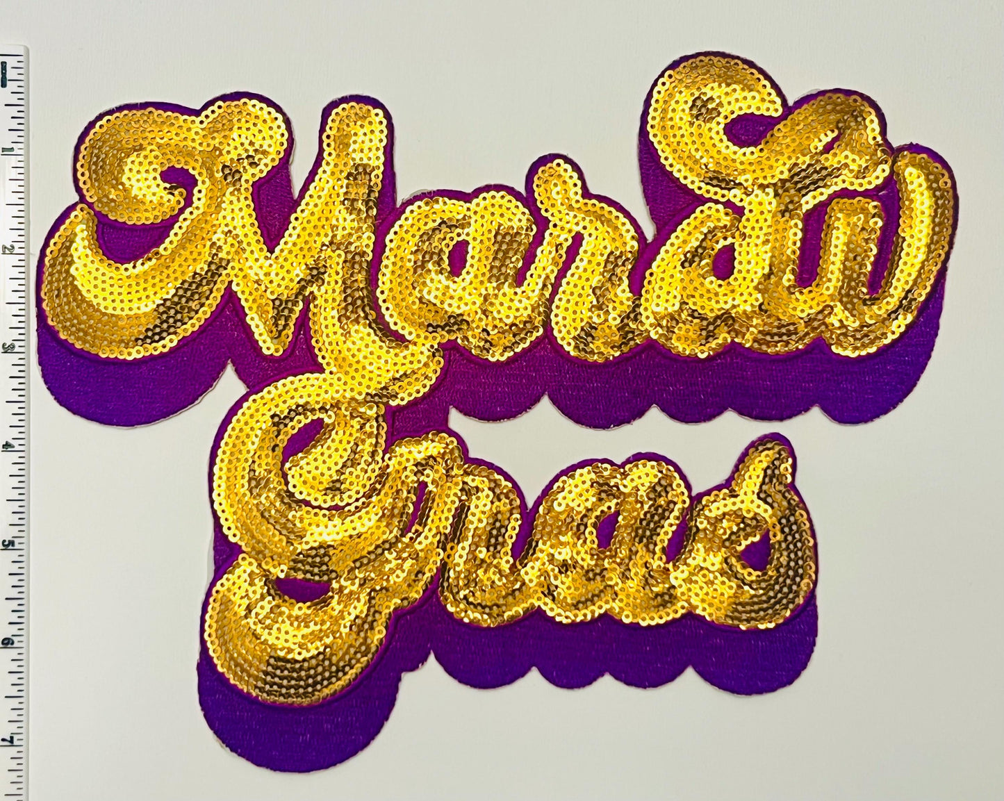 Mardi Gras gold sequins retro 9.5”