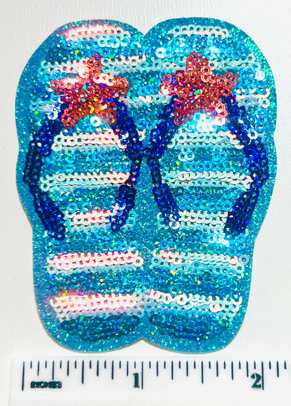 Sequin flip flops diy patch summer - Sequins Iron on patch