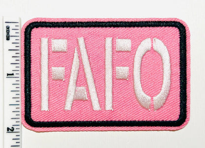 FAFO Embroidered Iron-On Patch - Pink or Black DIY Applique