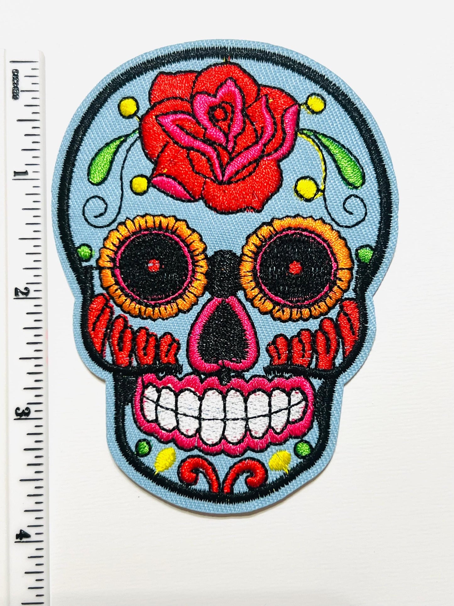 Sugar Skull - Embroidered Iron on patch