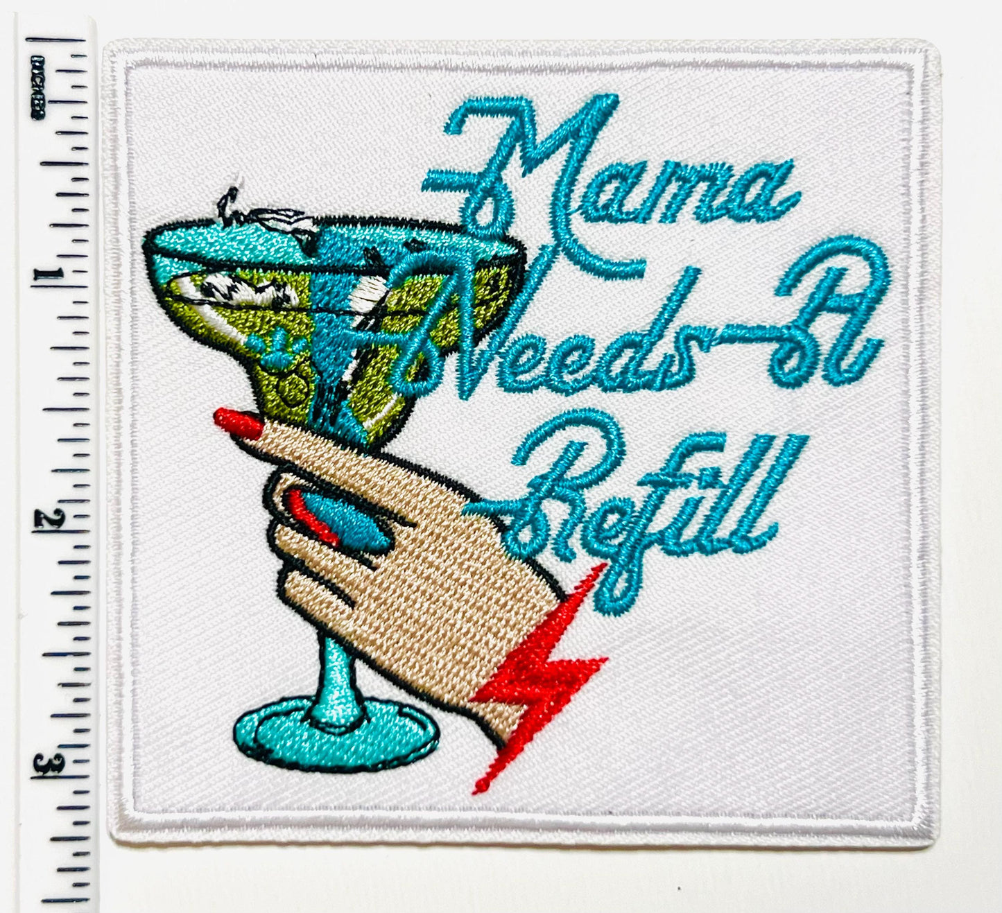 Mama needs a refill patch  - Embroidered DIY Iron on patch