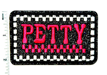 PETTY hot pink checkered patch - Embroidered Iron on patch with glitter