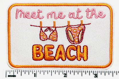 Meet me at the beach patch - Embroidered DIY Iron on patch