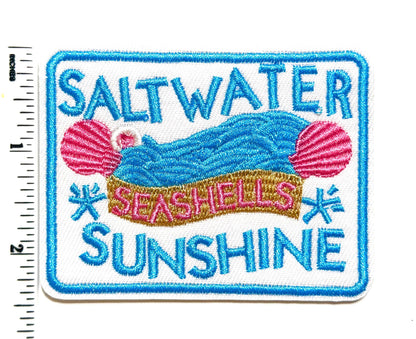 Saltwater, seashells, sunshine – Embroidered Iron On Patch 3”