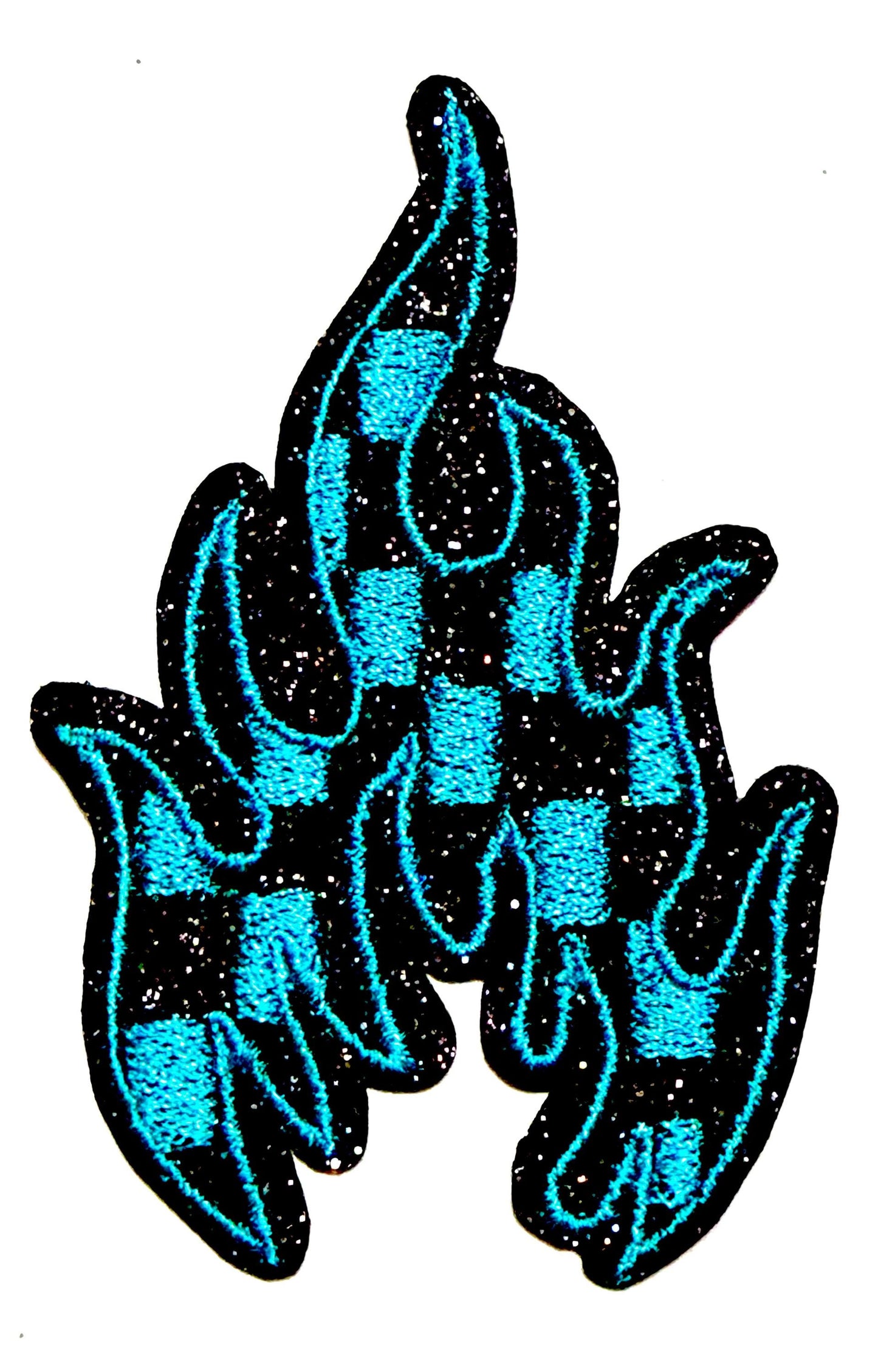 Checkered Flames - Embroidered Iron On Patches 3.5”