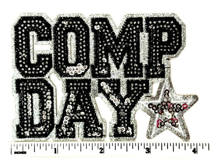 Comp Day 4” - Sequins and glitter iron on patch