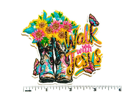 Walk with Jesus patch  - Embroidered DIY Iron on patch