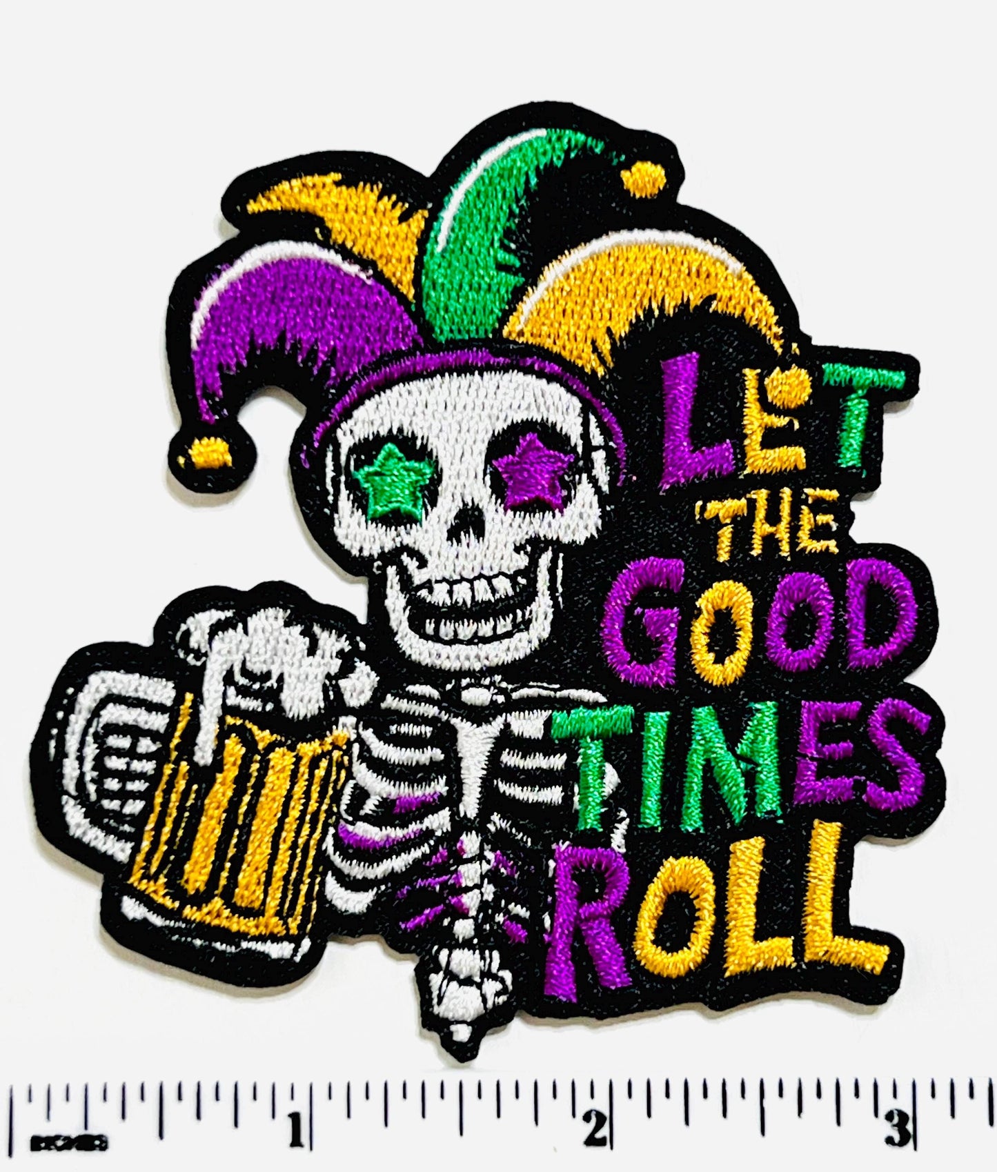 Mardi Gras skelly Let the Good Times Roll 3”