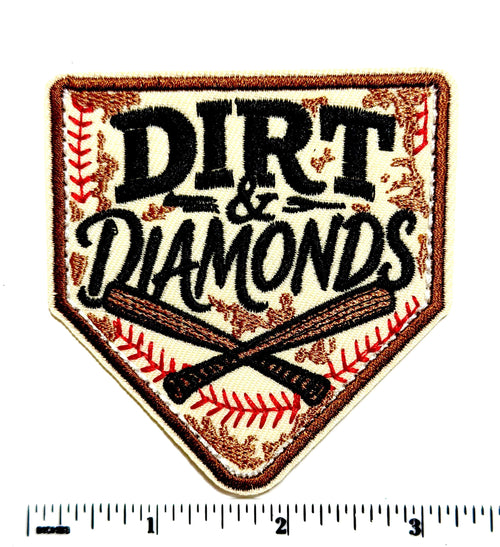 Dirt & Diamonds Baseball - Embroidered Iron-On Patch 3.25”