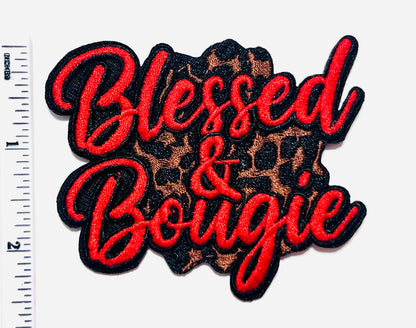 Blessed and Bougie patches multiple colors to choose from - Embroidered Iron on patches 3”