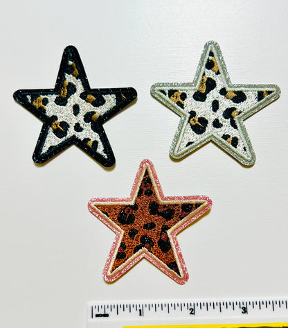 Leopard Stars glitter outline 2.5”  - Iron on patch
