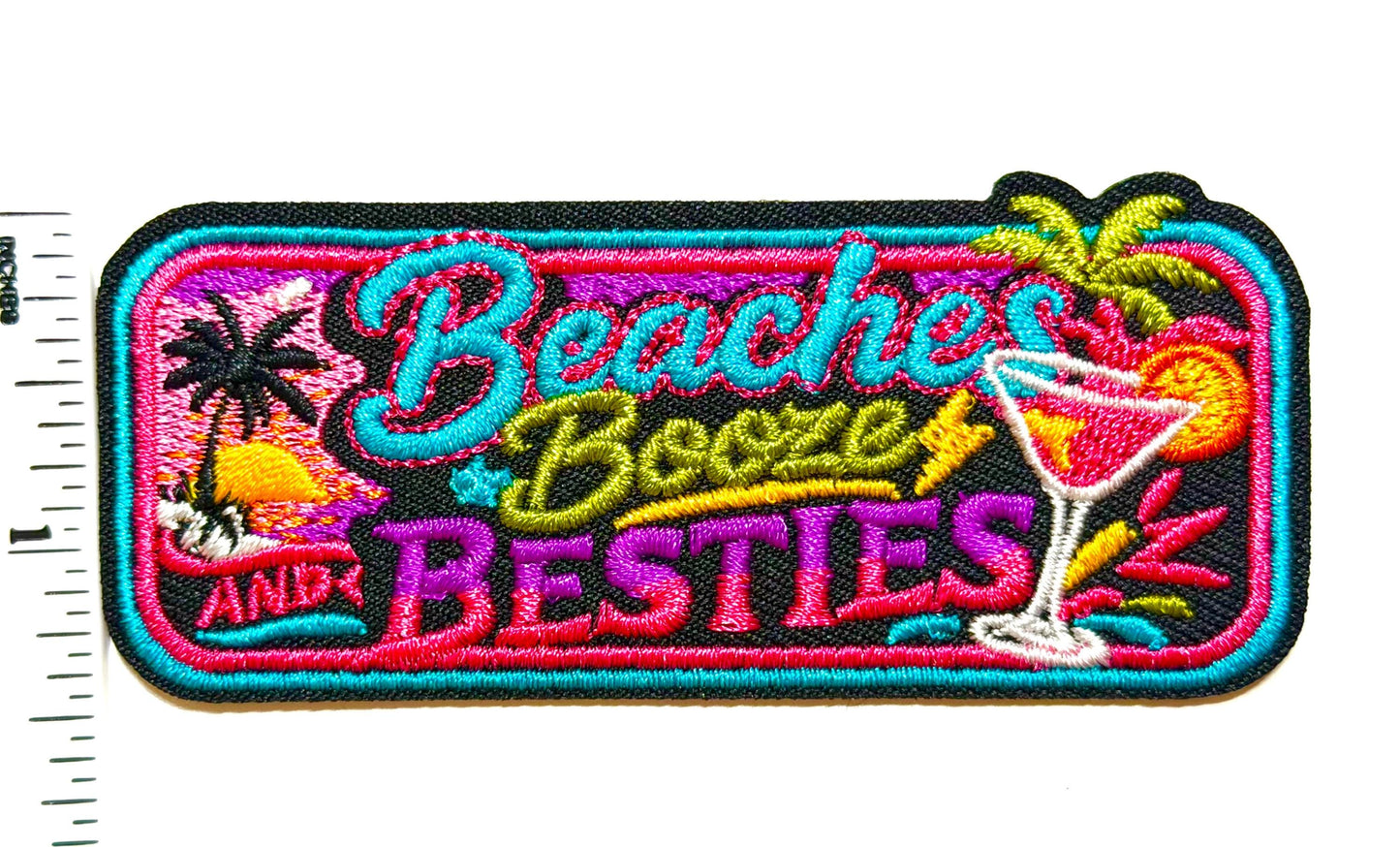 Beaches Booze Besties - Embroidered Iron on patches 3.5”
