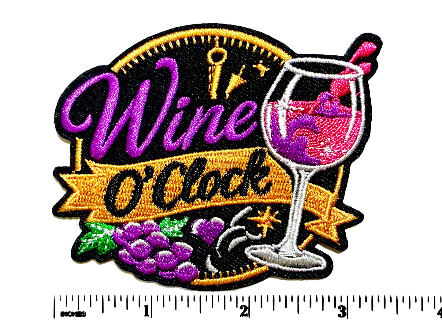 Wine O’clock patch - Embroidered DIY Iron on Patch