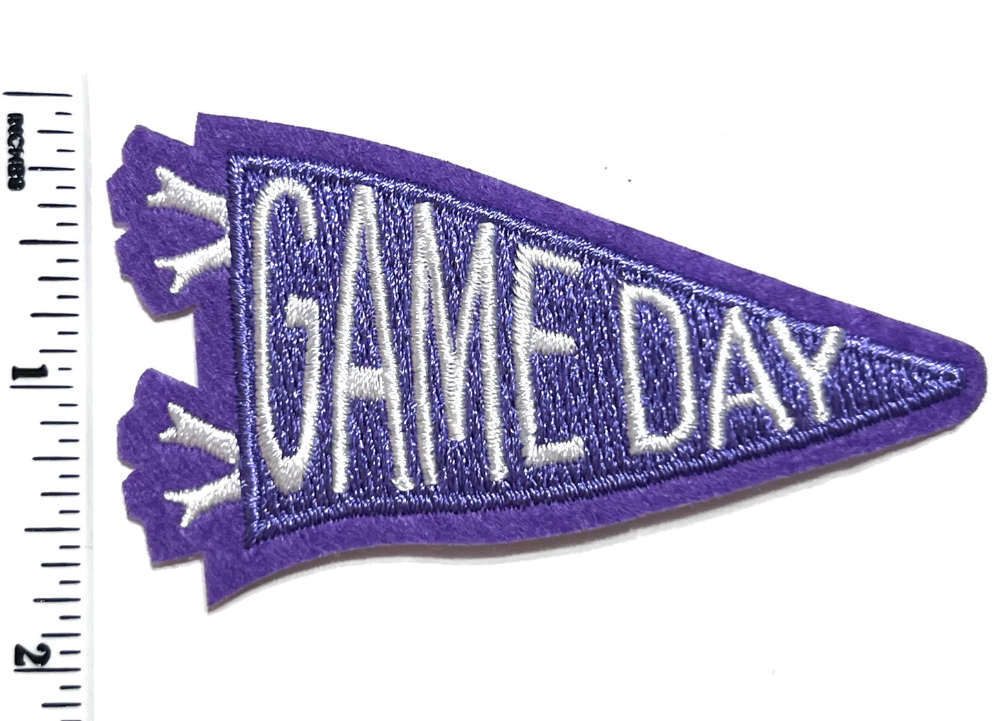 Game day pennant patch purple 3”