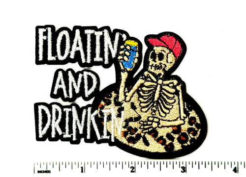 Floatin’ & Drinkin’ Skelly Girl  Embroidered Patch – DIY Iron-On Applique