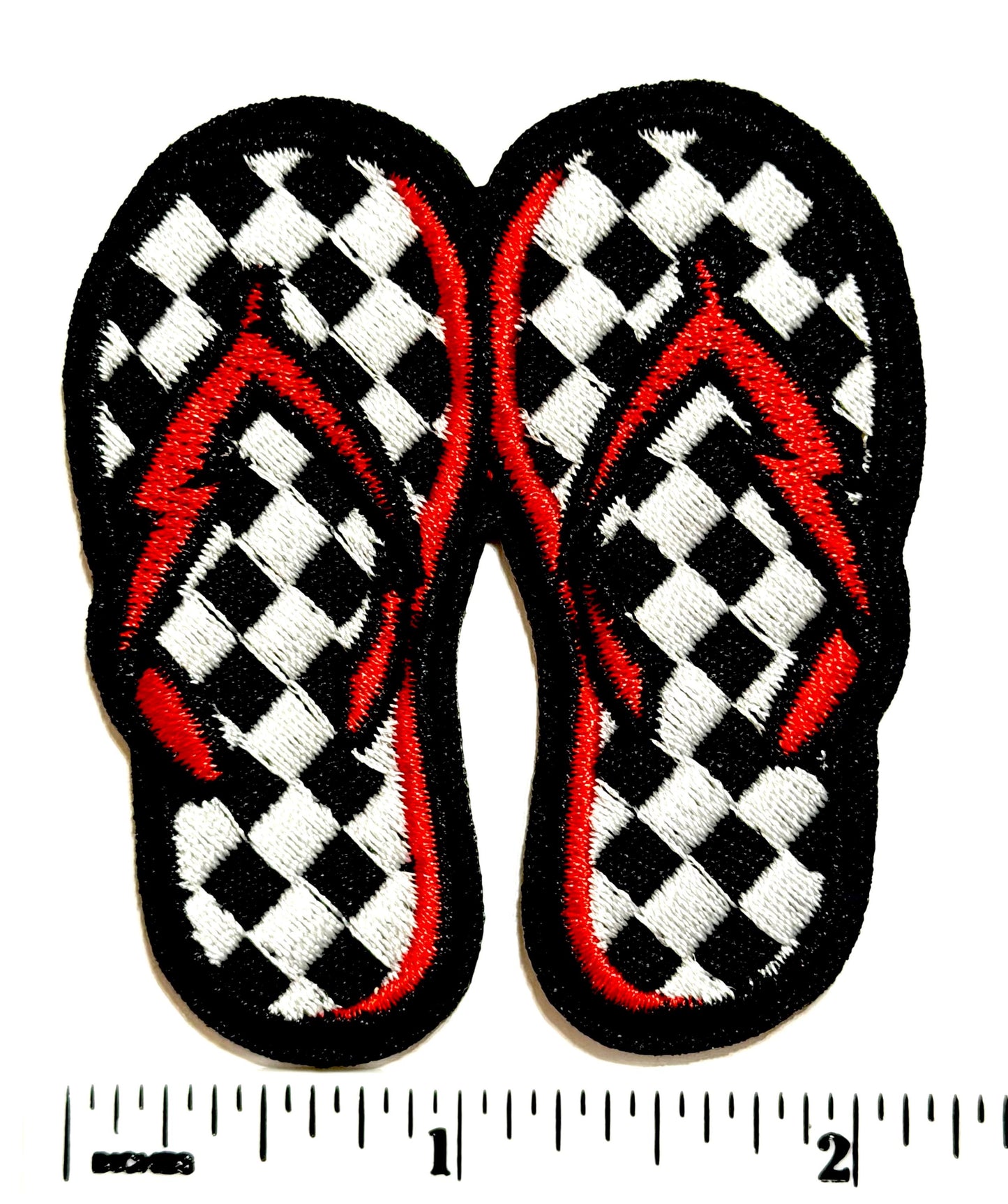 Checkered Flip flops patch - Embroidered DIY Iron on patch