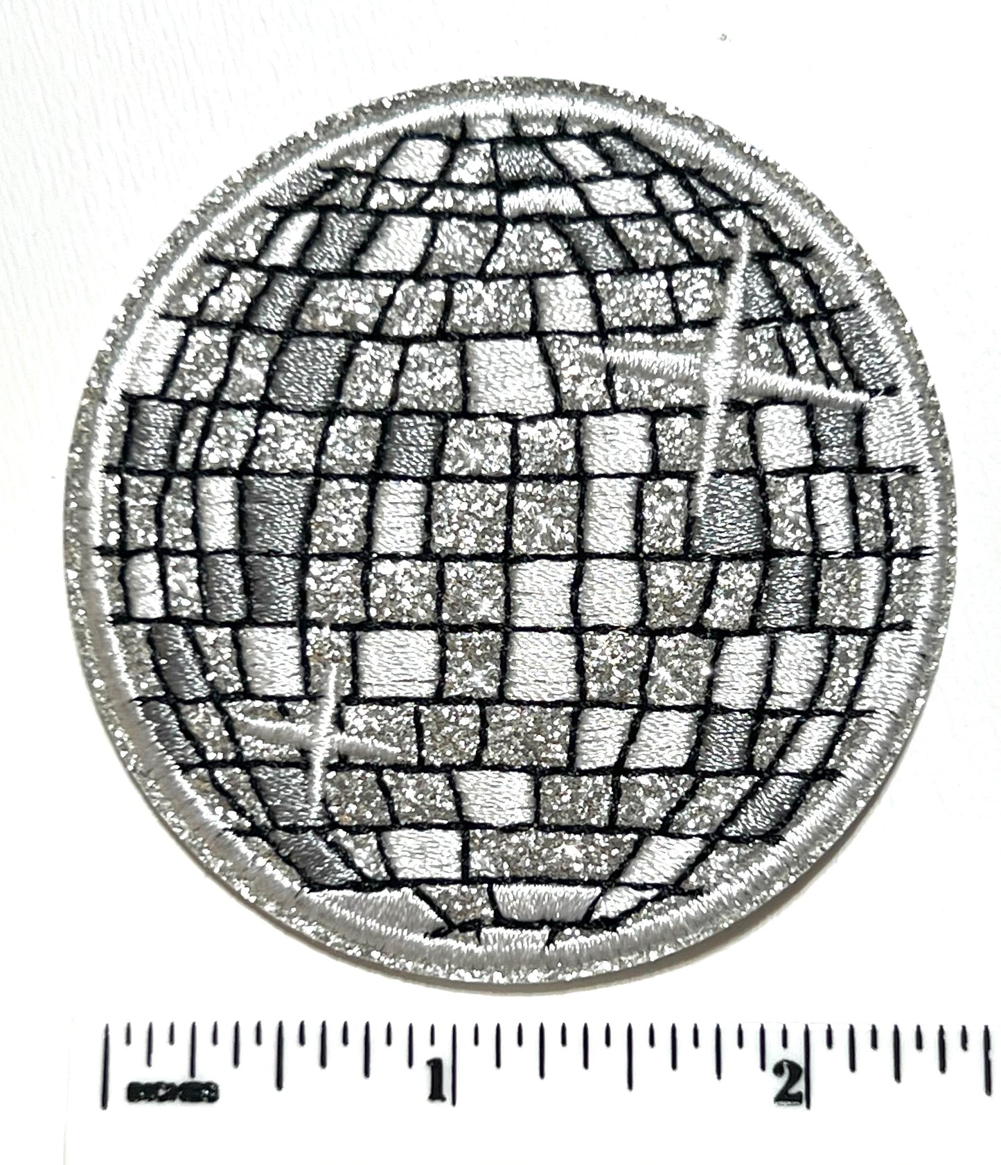Disco Balls - Embroidered Iron on patches with glitter 2.5”