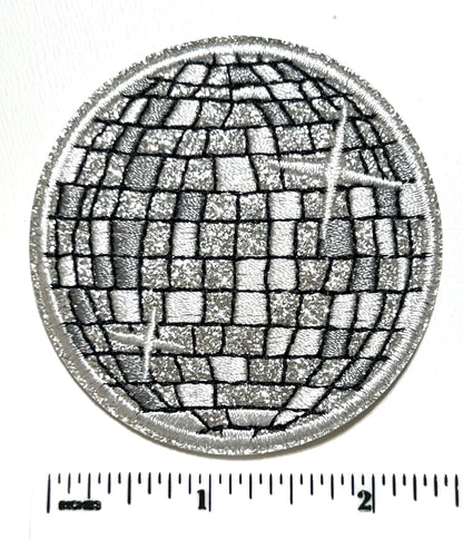 Disco Balls - Embroidered Iron on patches with glitter 2.5”