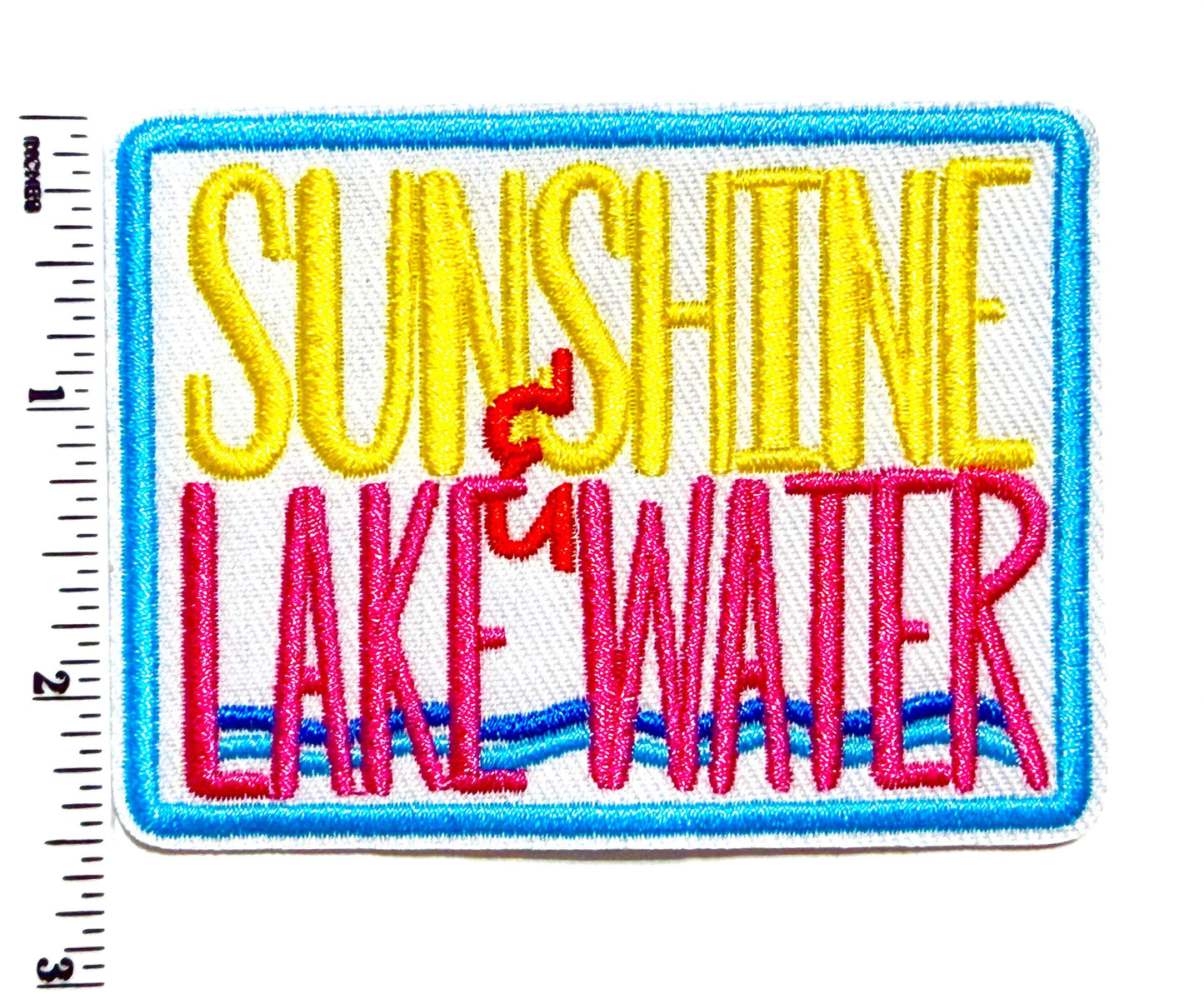 Sunshine and Lake Water - Embroidered Iron on patch 3.25”