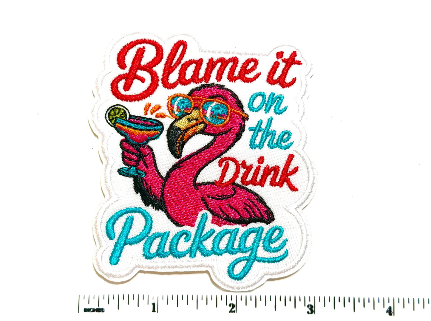 Blame it on the Drink Package patch - Embroidered Iron-On Patch 3.25"
